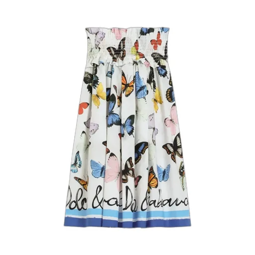 Butterfly-Print Poplin Skirt