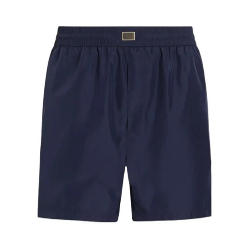Logo Plaque Elastic Waist Swim Shorts