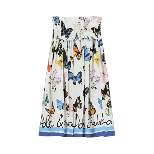 Butterfly-Print Poplin Skirt