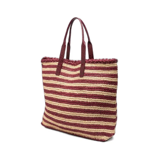 Striped Raffia Tote Bag