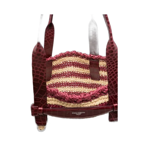 Striped Raffia Tote Bag