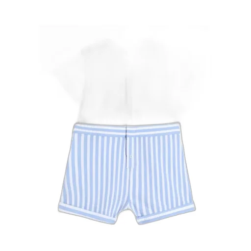 Striped Seersucker And Jersey Romper Suit
