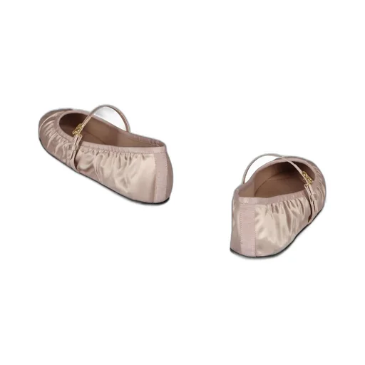 Dg Logo Plaque Satin Ballet Flats