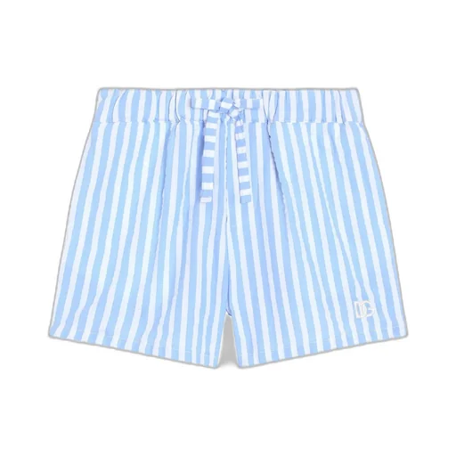 Dg Logo Striped Seersucker Shorts