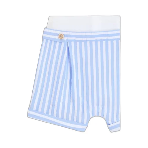 Striped Seersucker And Jersey Romper Suit