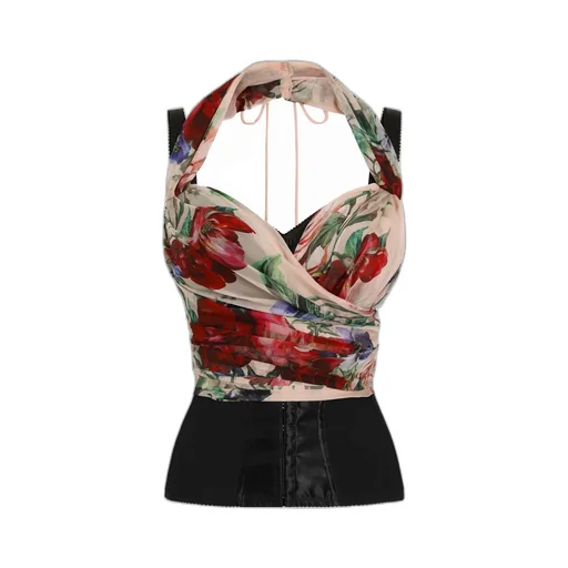 Floral Printed Chiffon Corset Top