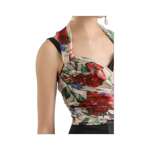 Floral Printed Chiffon Corset Top