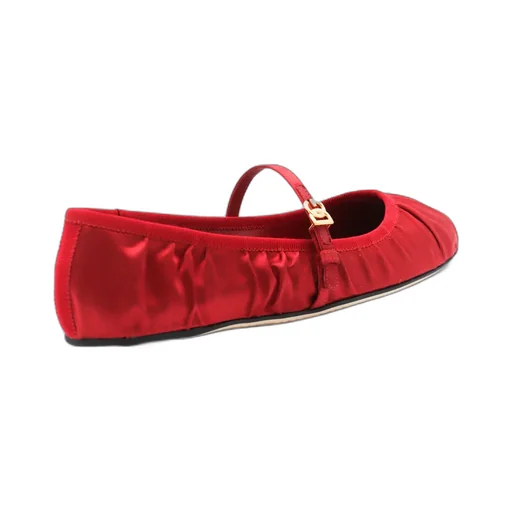 Dg Logo Plaque Satin Ballet Flats