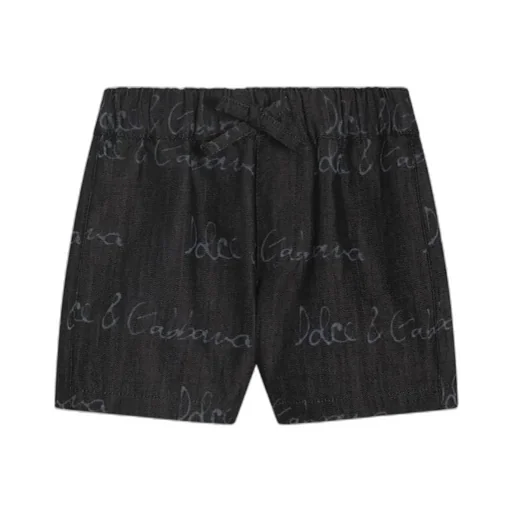 Logo Printed Denim Shorts