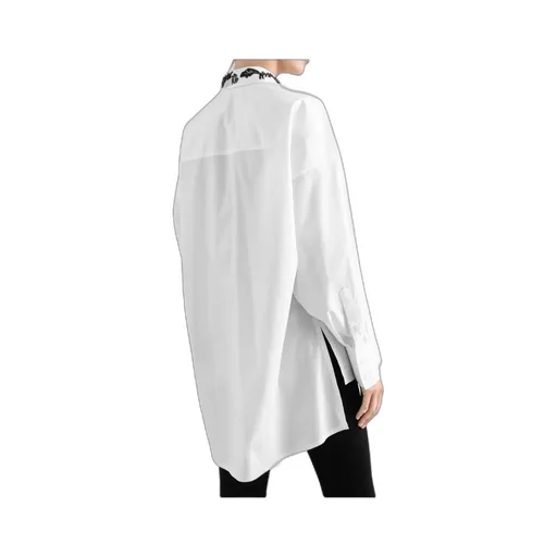 Lace Patch Oversize Poplin Shirt