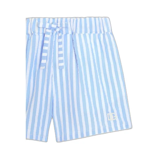 Dg Logo Striped Seersucker Shorts