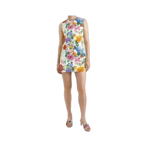 Floral Printed Brocade Midi Dress