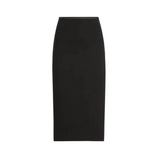 Crepe Calf-Length Pencil Skirt