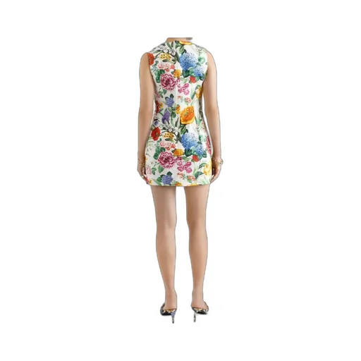 Floral Printed Brocade Midi Dress