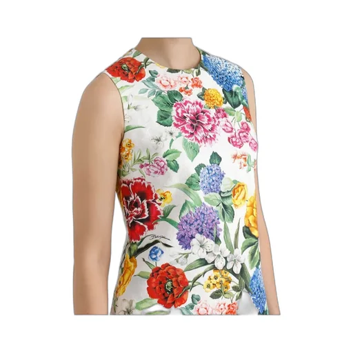 Floral Printed Brocade Midi Dress