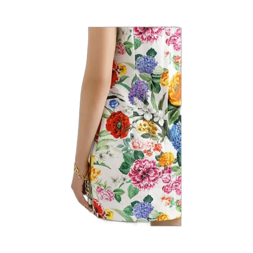 Floral Printed Brocade Midi Dress