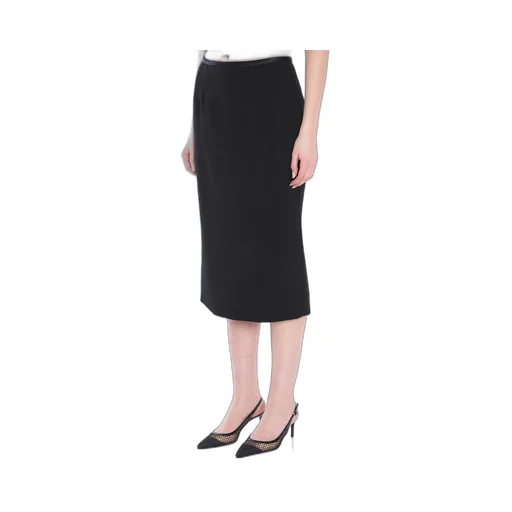 Crepe Calf-Length Pencil Skirt