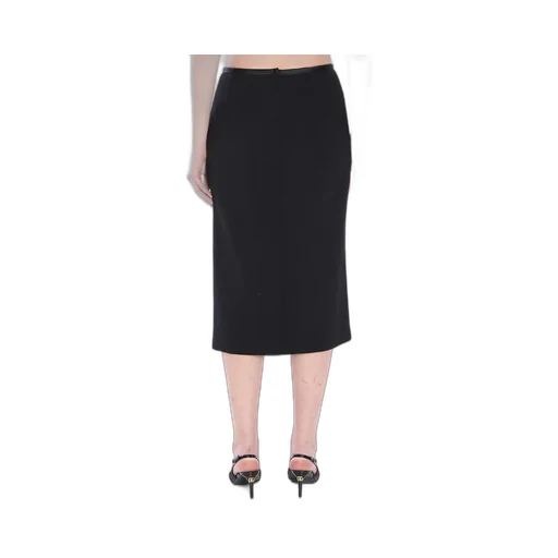 Crepe Calf-Length Pencil Skirt