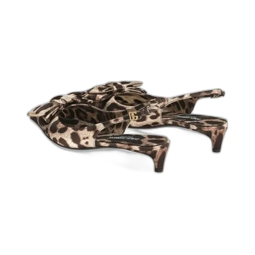 Leopard-Print Satin Slingback Pumps