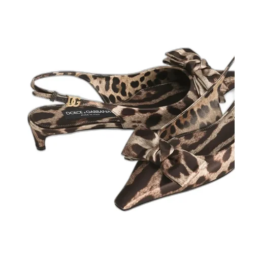 Leopard-Print Satin Slingback Pumps