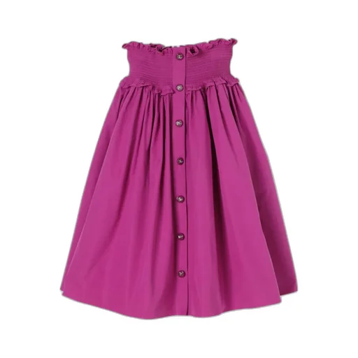 Embellished Button Poplin Skirt