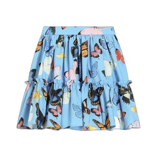 Butterfly Printed Poplin Skirt