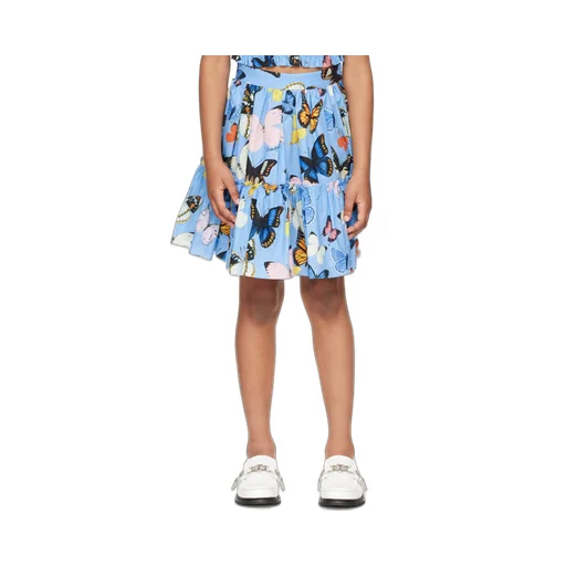 Butterfly Printed Poplin Skirt