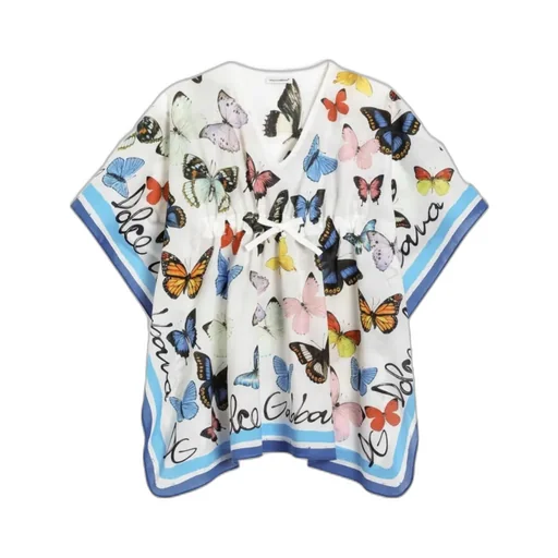 Butterfly-Print Kaftan Dress