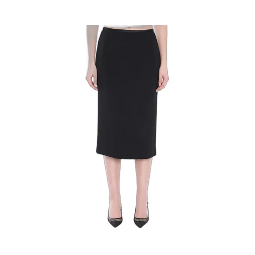 Crepe Calf-Length Pencil Skirt