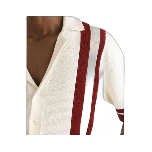 Inlaid Stripe Knitted Polo Shirt