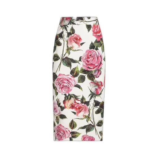 Rose Printed Midi Skirt