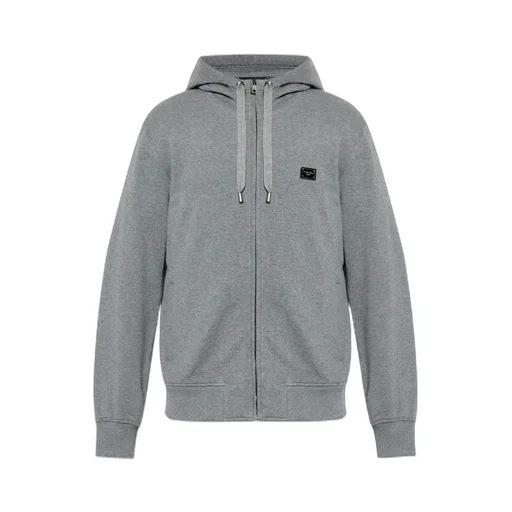 Logo Plaque Zipped Drawstring Hoodie