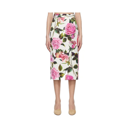 Rose Printed Midi Skirt