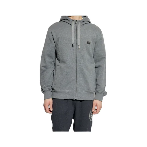 Logo Plaque Zipped Drawstring Hoodie