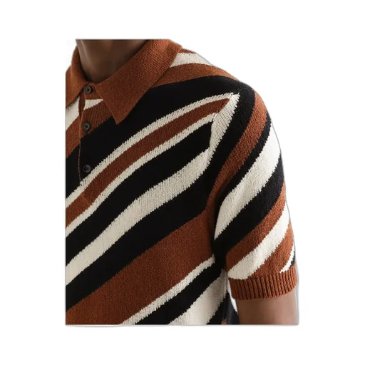 Striped Inlay Short-Sleeved Polo Shirt