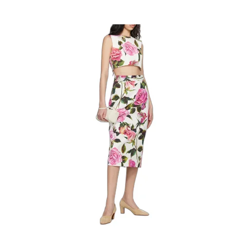 Rose Printed Midi Skirt