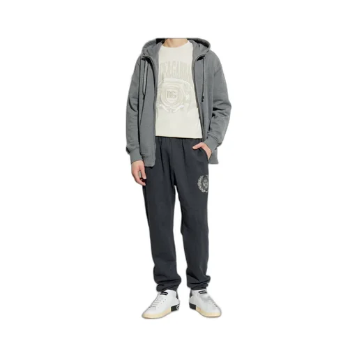 Logo Plaque Zipped Drawstring Hoodie