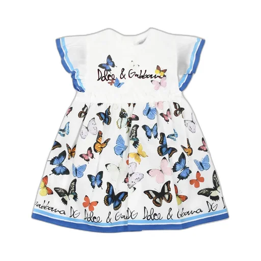 Butterfly-Print Poplin And Jersey Dress