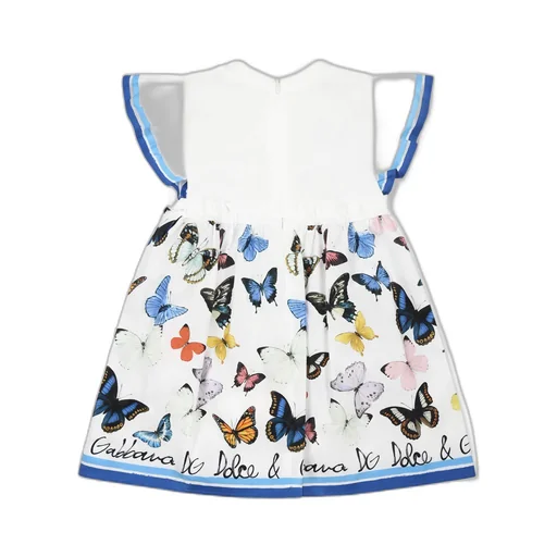 Butterfly-Print Poplin And Jersey Dress