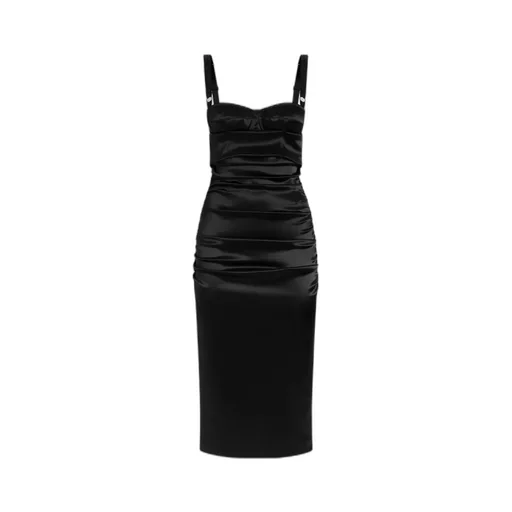 Bra-Style Draped Calf-Length Dress
