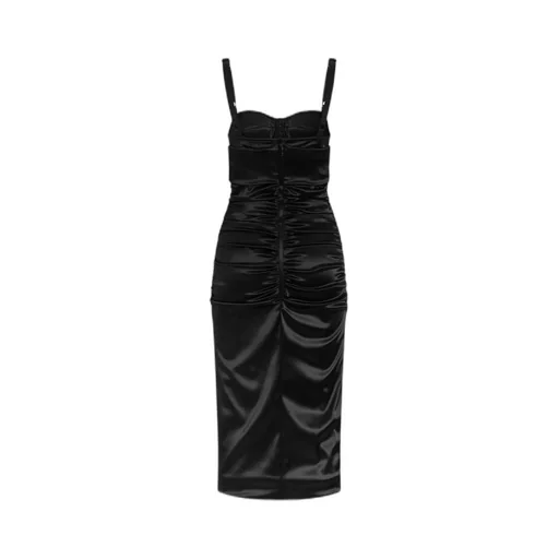 Bra-Style Draped Calf-Length Dress