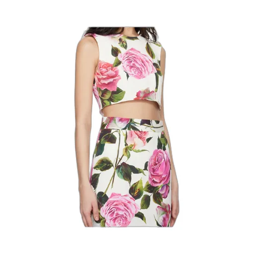 Rose Printed Cropped Top