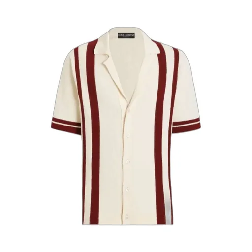 Inlaid Stripe Knitted Polo Shirt