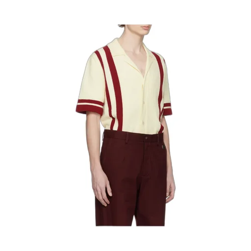 Inlaid Stripe Knitted Polo Shirt