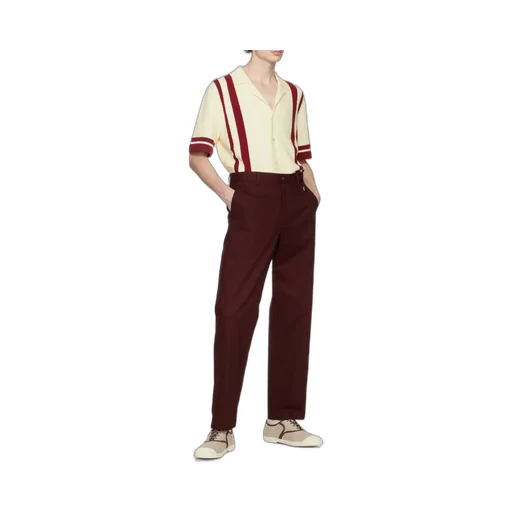 Inlaid Stripe Knitted Polo Shirt