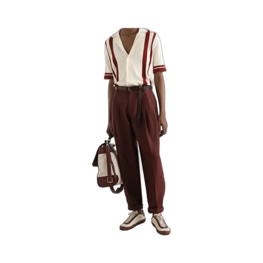 Inlaid Stripe Knitted Polo Shirt