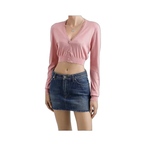 V-Neck Cropped Cardigan