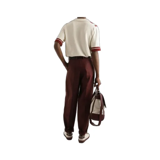 Inlaid Stripe Knitted Polo Shirt