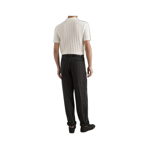 Short-Sleeved Openwork Knitted Shirt