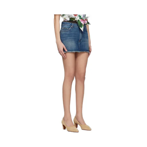 Frayed Hem Denim Mini Skirt